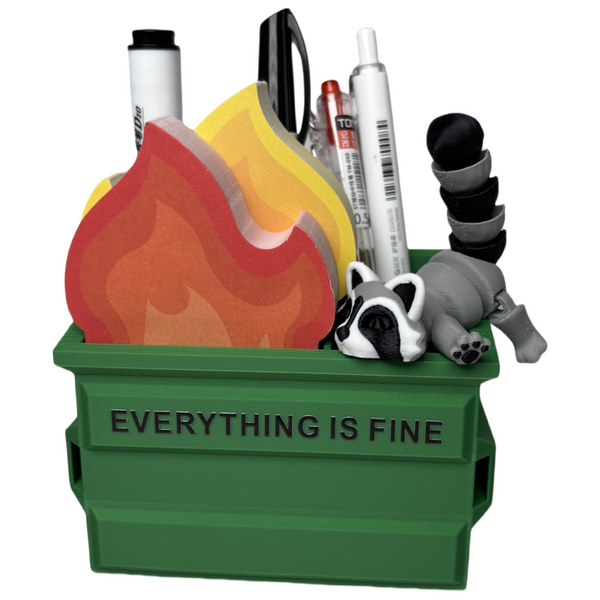 Dumpster Fire Pen Holder With Sticky Notes - Cute Office Desk Accessories - Funny White Elephant Gifts For Women Men Teacher