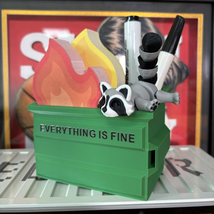 Dumpster Fire Pen Holder With Sticky Notes - Cute Office Desk Accessories - Funny White Elephant Gifts For Women Men Teacher
