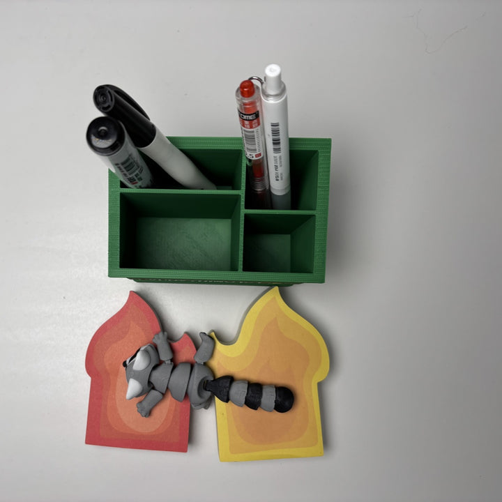 Dumpster Fire Pen Holder With Sticky Notes - Cute Office Desk Accessories - Funny White Elephant Gifts For Women Men Teacher