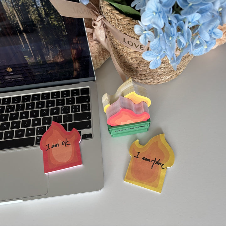 Dumpster Fire Meme Emotional Support Sticky Notes - Cute Office Desk Accessories - Funny White Elephant Gifts For Women Men Teacher