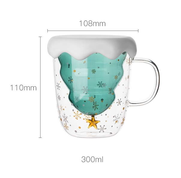 Snow Christmas Tree Design Double Wall Glasses