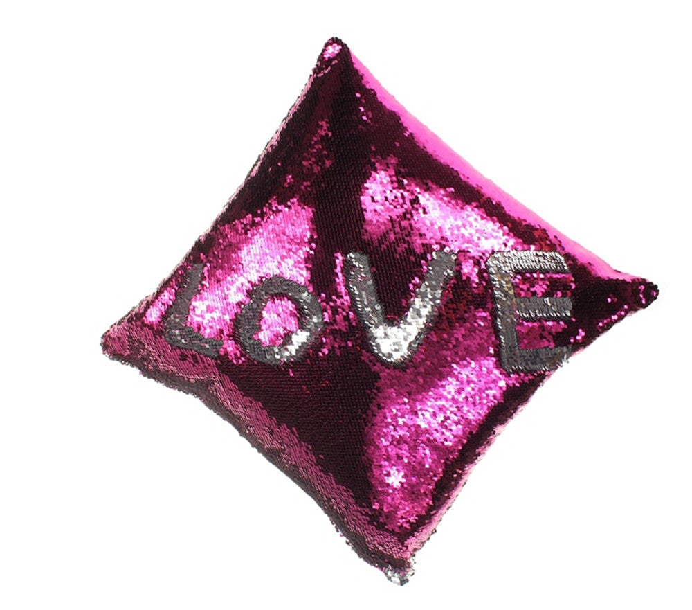 Mermaid Sequin Throw Pillows Drawing Decorative Cushion