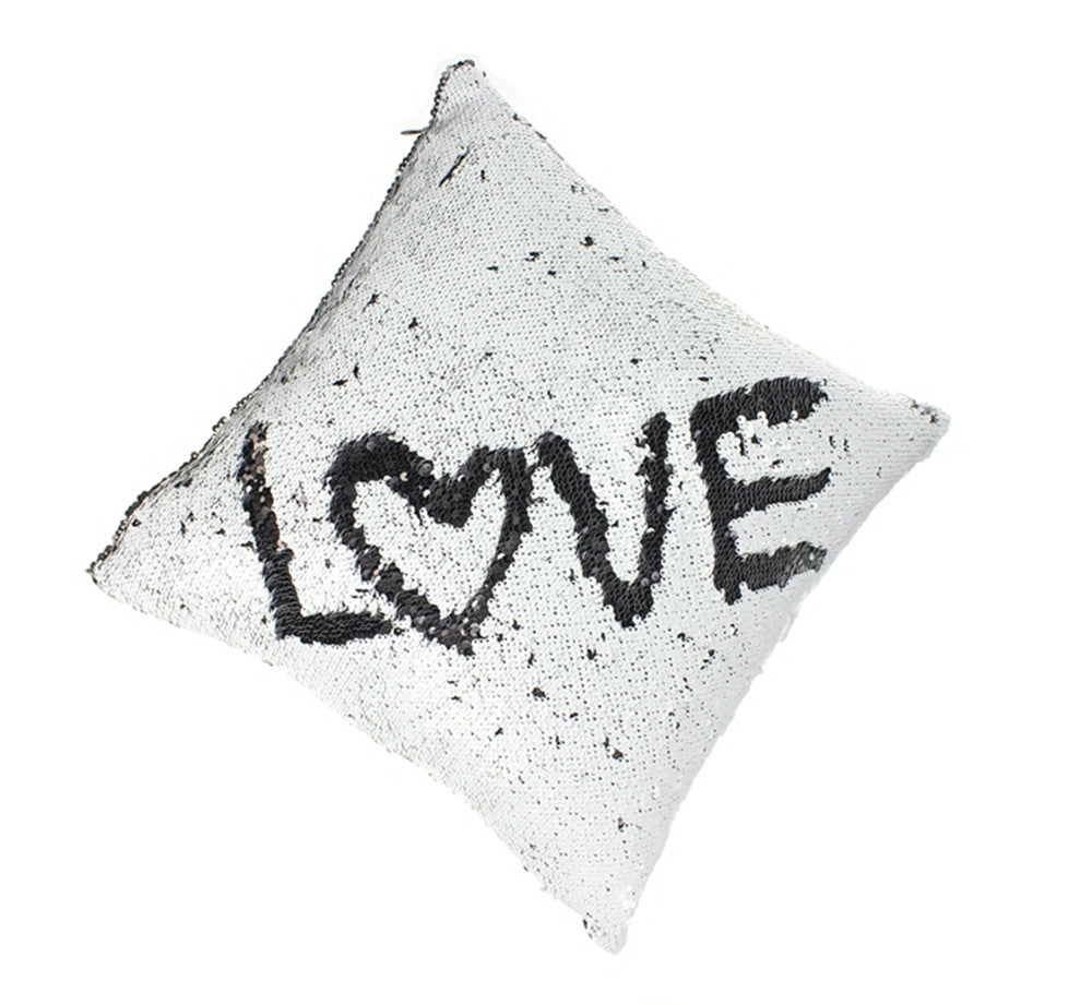 Mermaid Sequin Throw Pillows Drawing Decorative Cushion