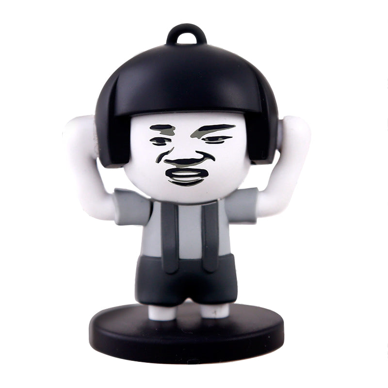Funny Mushroom Head Change Face Emotion Expression Action Figure Stress Relieving Toy Keychain