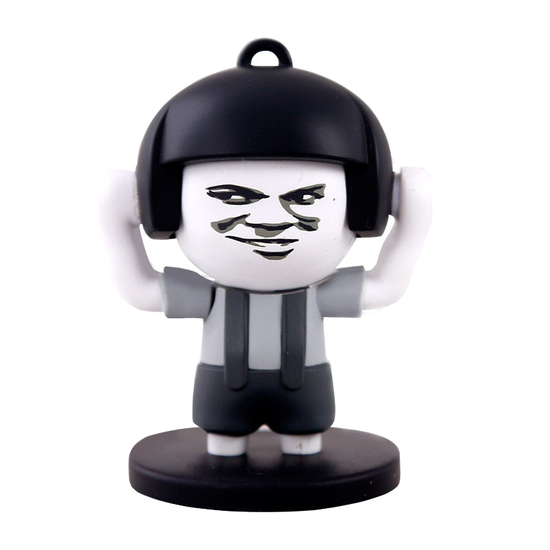 Funny Mushroom Head Change Face Emotion Expression Action Figure Stress Relieving Toy Keychain