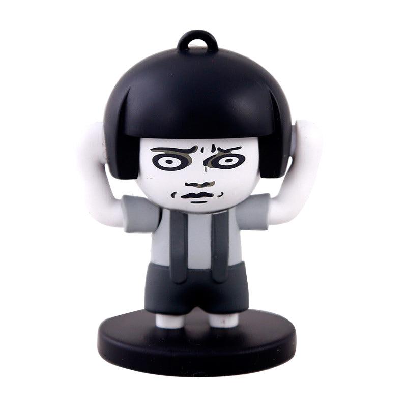 Funny Mushroom Head Change Face Emotion Expression Action Figure Stress Relieving Toy Keychain