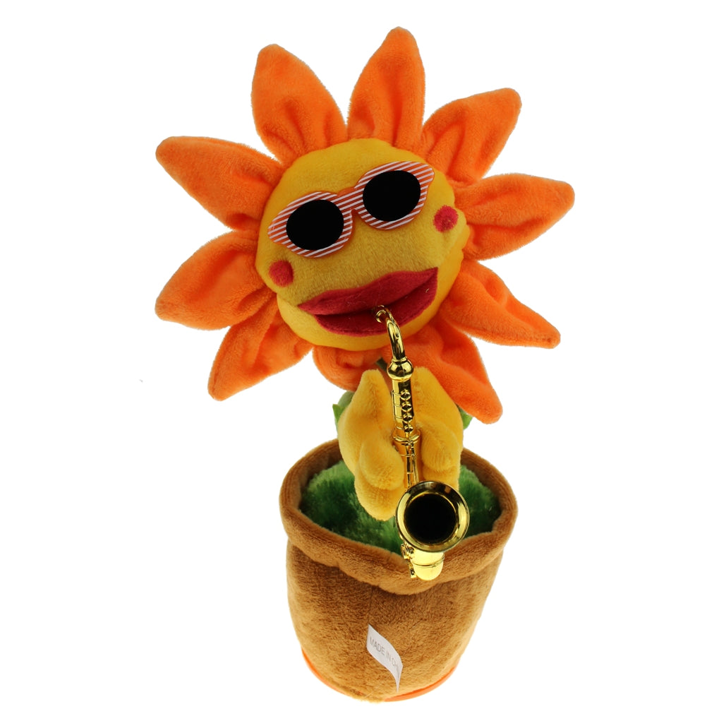 Animated Plush Sunflower Play Saxophone with Hip Wiggle Electric Toy