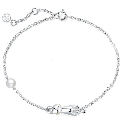 INFMETRY Cat Silver Bracelets Jewelry Birthday Gifts Ideas for Women Mom Her Girlfriend
