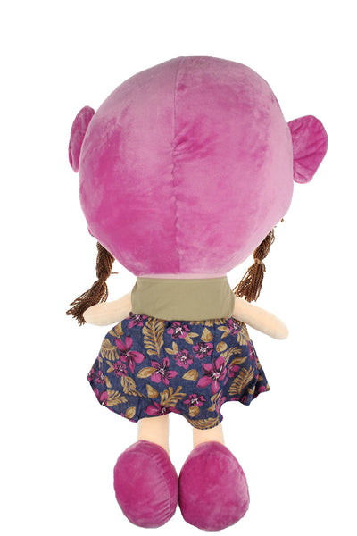 Adorable Cloth Doll, 23" with Removable Clothing, Embroidered Facial Features, Brown Hair Bangs Girl