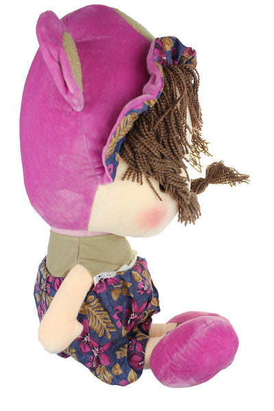 Adorable Cloth Doll, 23" with Removable Clothing, Embroidered Facial Features, Brown Hair Bangs Girl