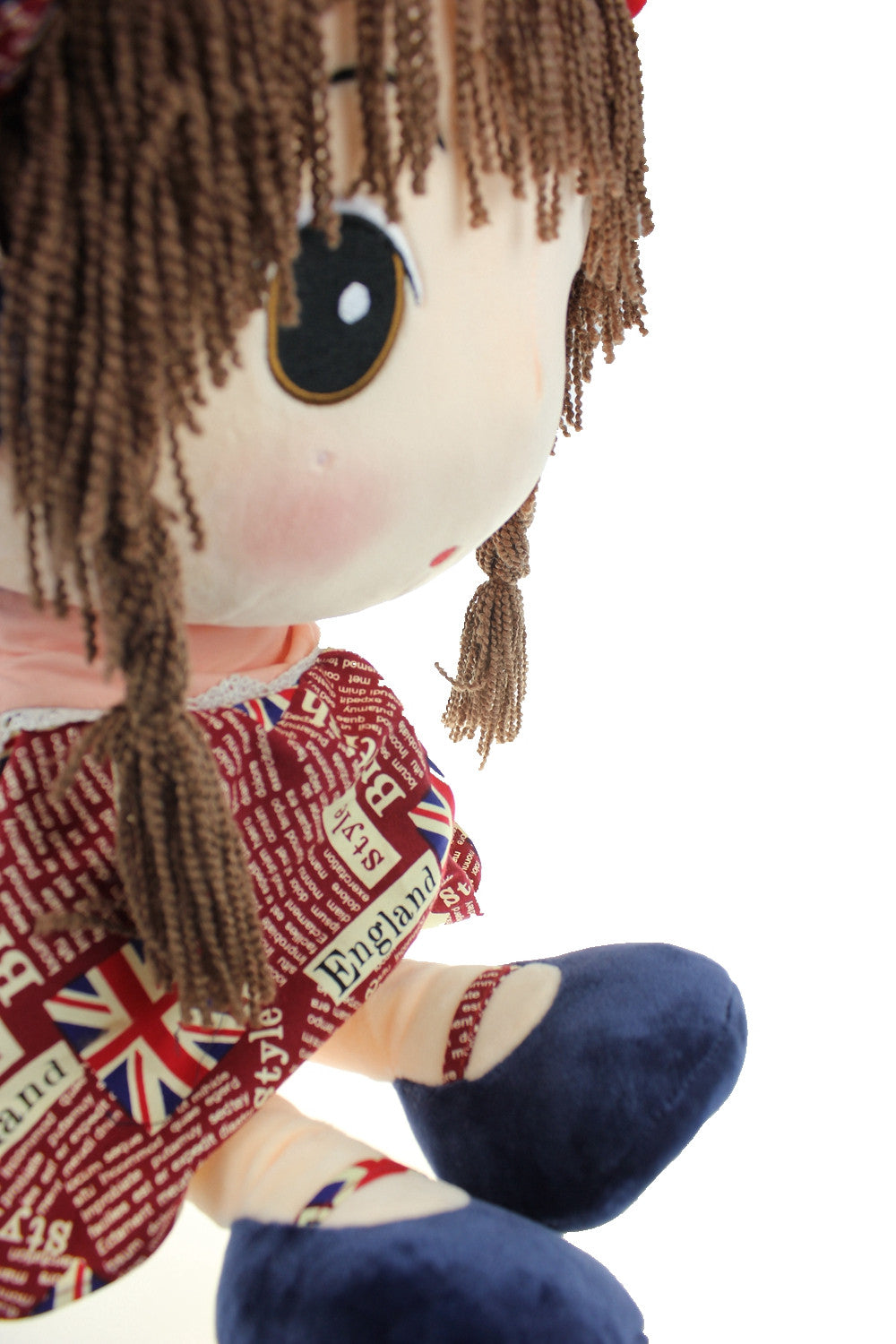Adorable Cloth Doll, 23" with Removable Clothing, Embroidered Facial Features, Brown Hair Bangs Girl