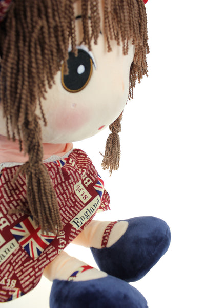 Adorable Cloth Doll, 23" with Removable Clothing, Embroidered Facial Features, Brown Hair Bangs Girl