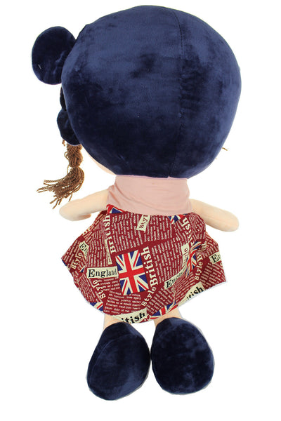 Adorable Cloth Doll, 23" with Removable Clothing, Embroidered Facial Features, Brown Hair Bangs Girl