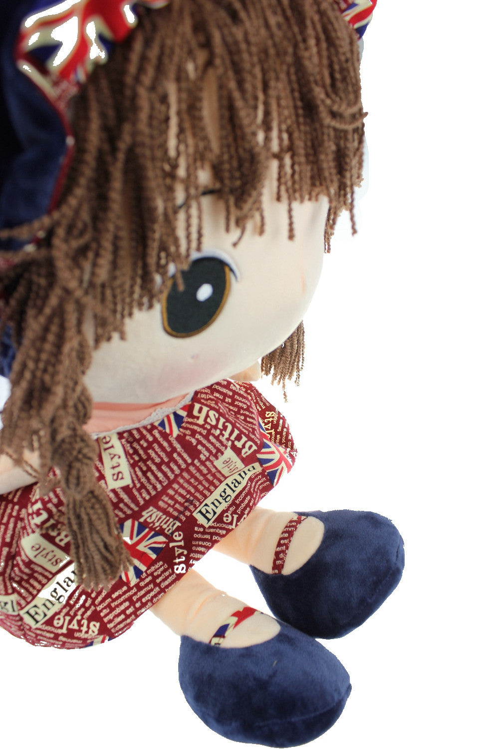 Adorable Cloth Doll, 23" with Removable Clothing, Embroidered Facial Features, Brown Hair Bangs Girl