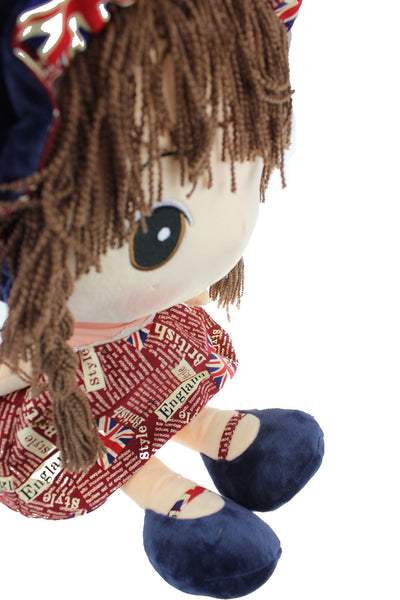 Adorable Cloth Doll, 23" with Removable Clothing, Embroidered Facial Features, Brown Hair Bangs Girl