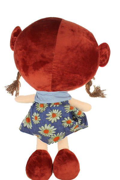 Adorable Cloth Doll, 23" with Removable Clothing, Embroidered Facial Features, Brown Hair Bangs Girl