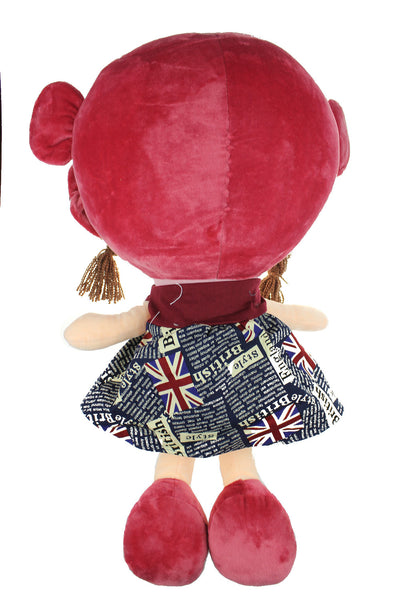 Adorable Cloth Doll, 23" with Removable Clothing, Embroidered Facial Features, Brown Hair Bangs Girl