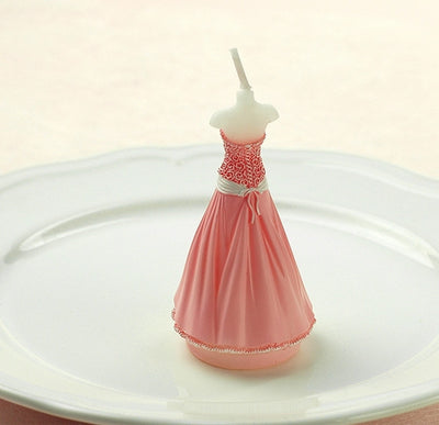 Pink Wedding Dress Shaped Birthday Candle