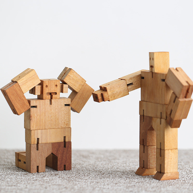 Wooden Transformer Cube Robot
