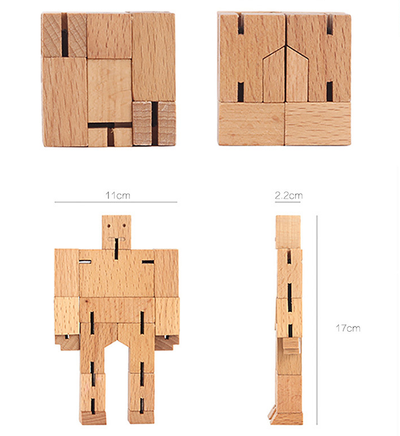Wooden Transformer Cube Robot