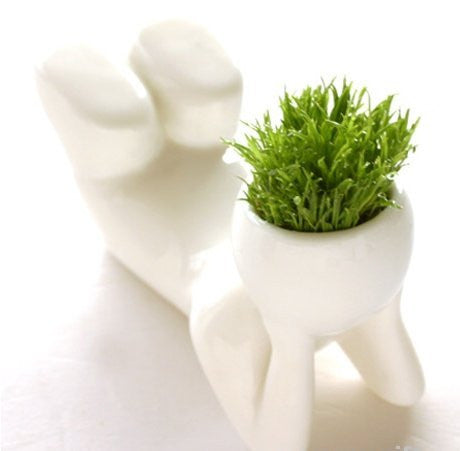 Ceramics Little Man style Grass Pot