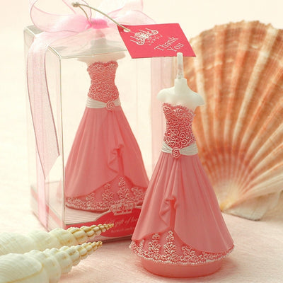 Pink Wedding Dress Shaped Birthday Candle