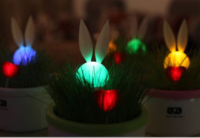 Rabbit Night Light Grass Pot